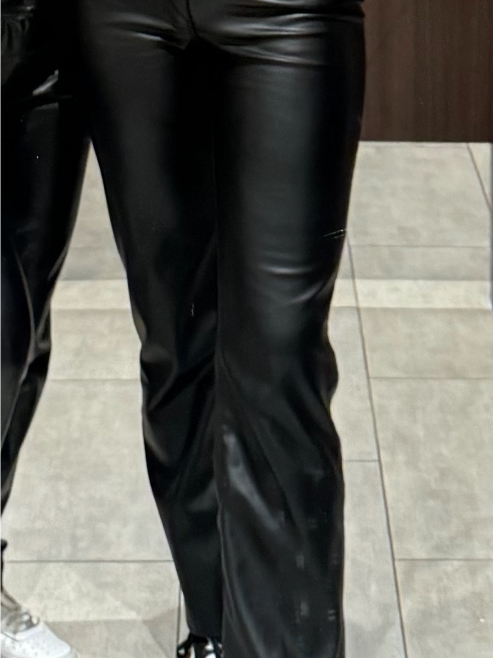 Zara Black Faux Leather Boot-Cut Pants